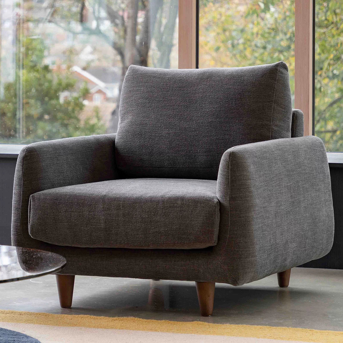 Gallery Oakwood Dark Grey Fabric Armchair