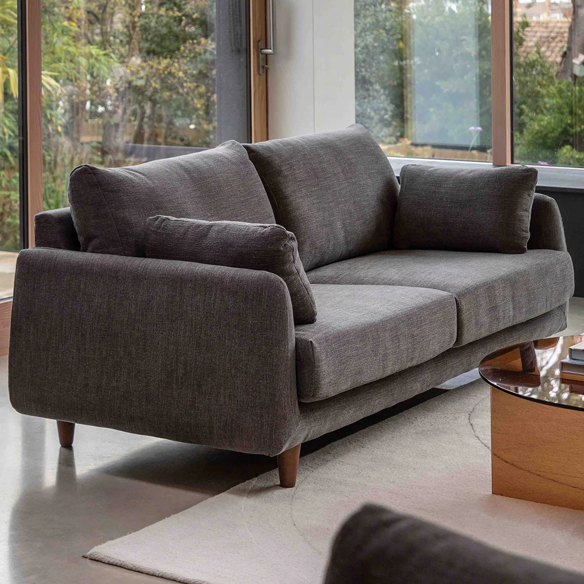 Gallery Oakwood Dark Grey 3 Seater Fabric Sofa