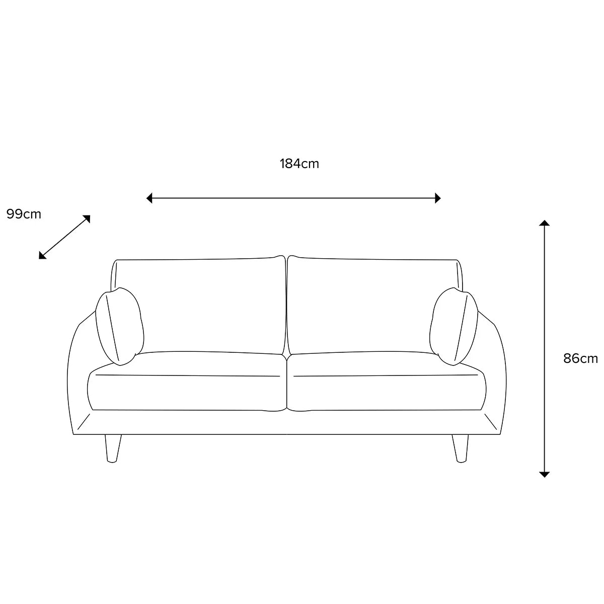 Gallery Oakwood Dark Grey 3 Seater Fabric Sofa, view 2