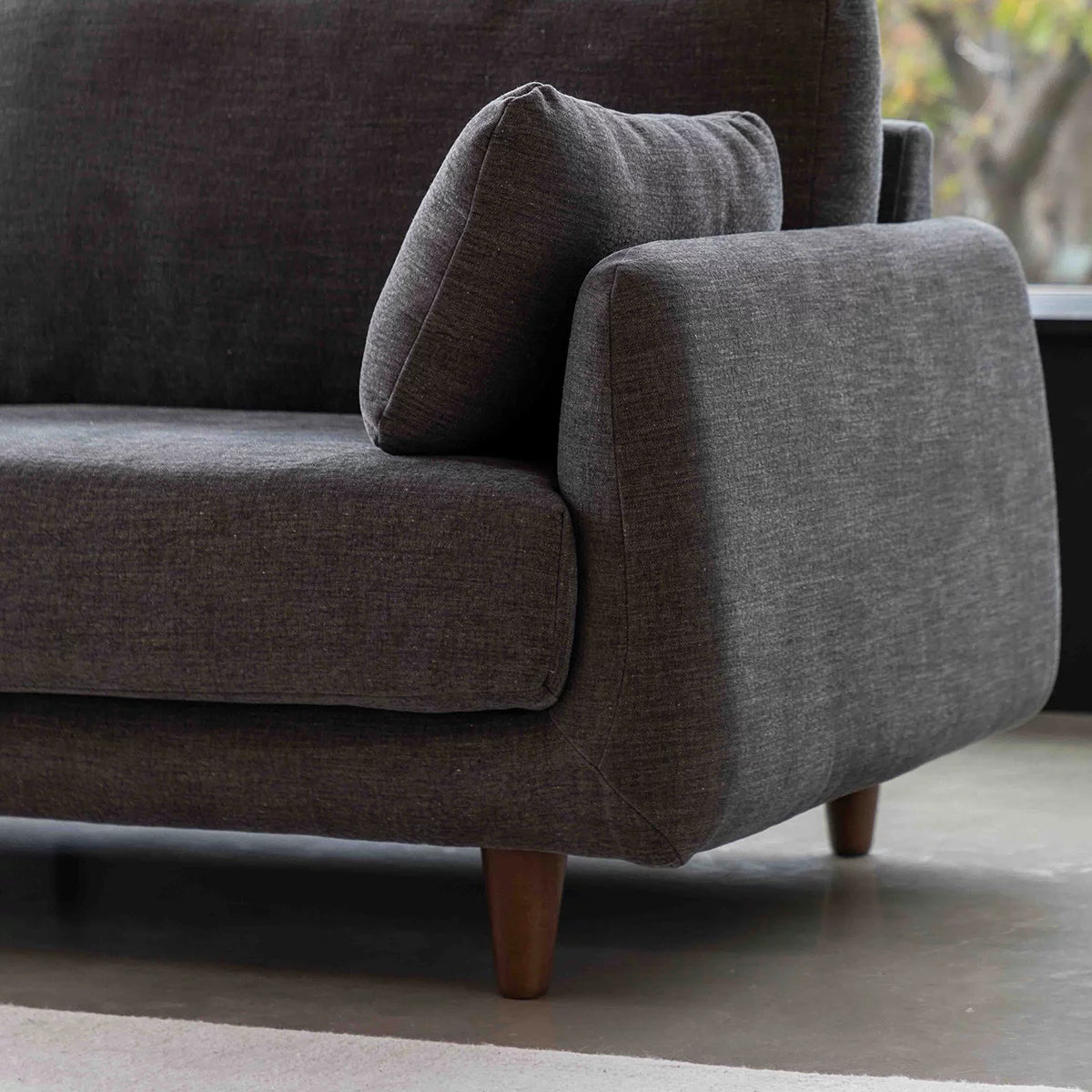 Gallery Oakwood Dark Grey 3 Seater Fabric Sofa, view 3