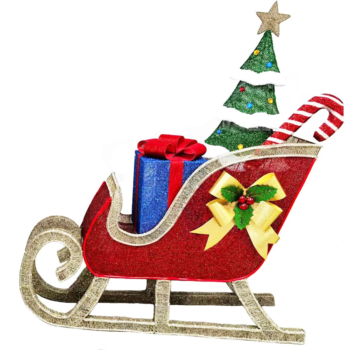 6 ft (182cm) Pre-Lit 3D Deer & Sleigh with 675 LED Lights, view 4