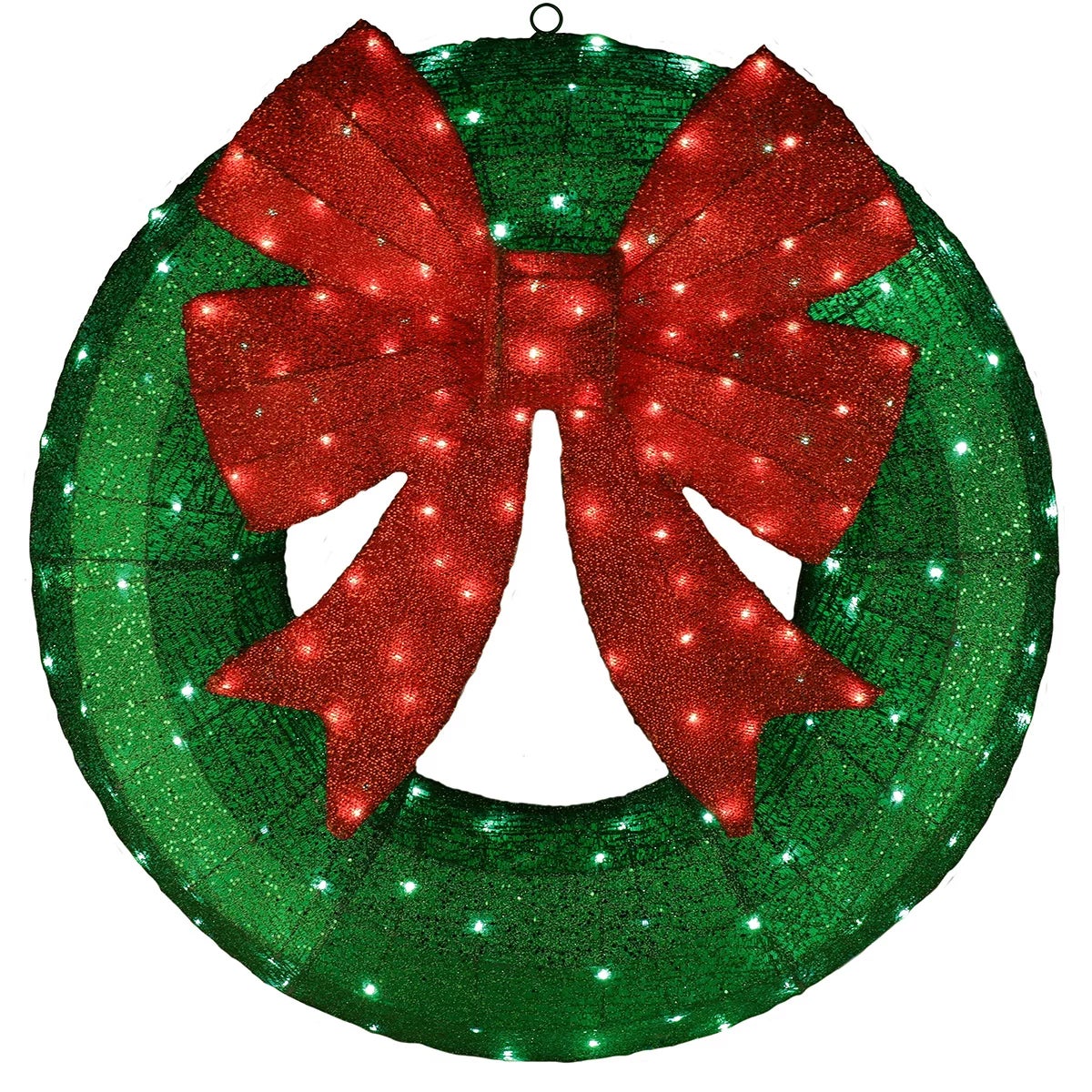 36 inch Light-Up Christmas Wreath Sculpture With Bow, view 5