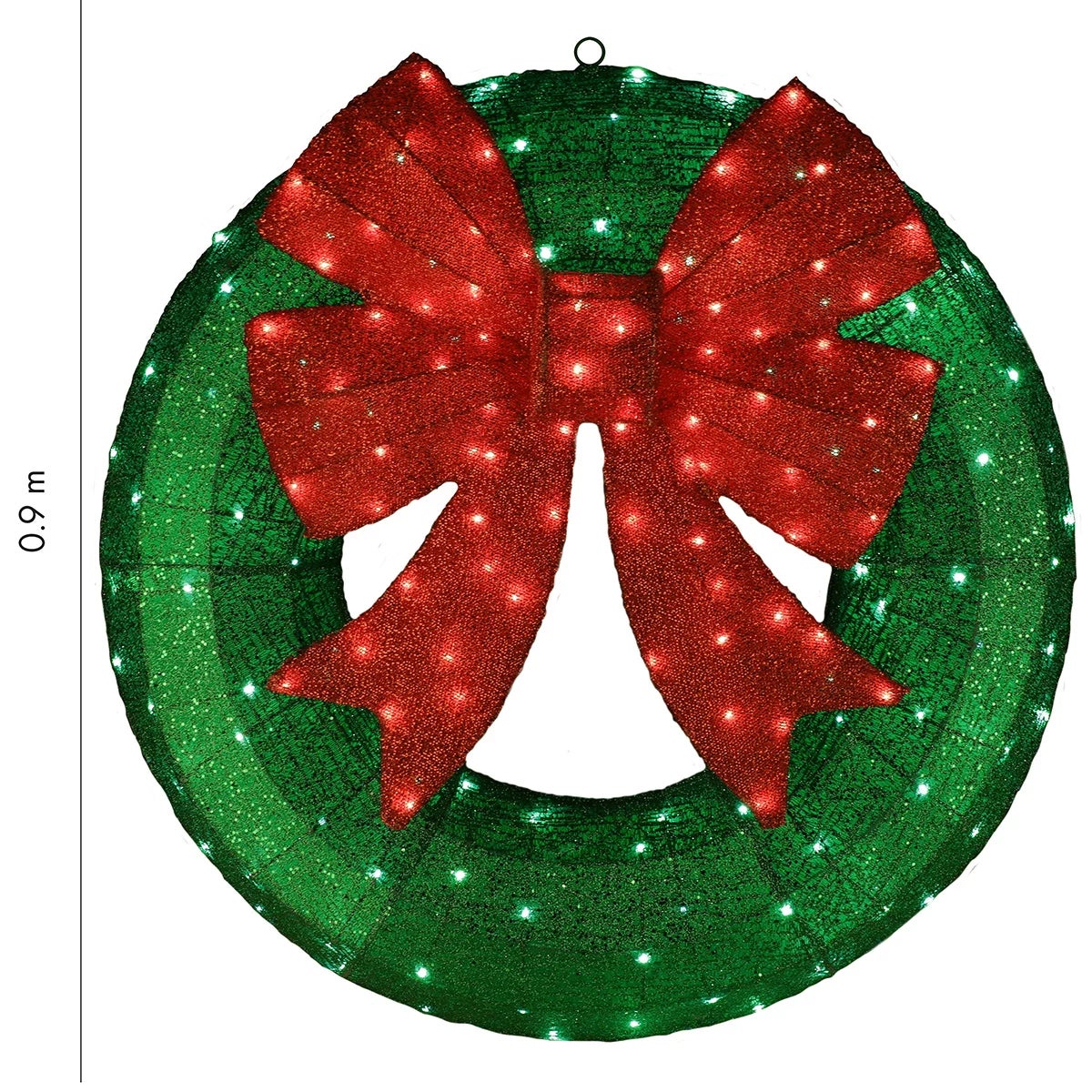 36 inch Light-Up Christmas Wreath Sculpture With Bow, view 6