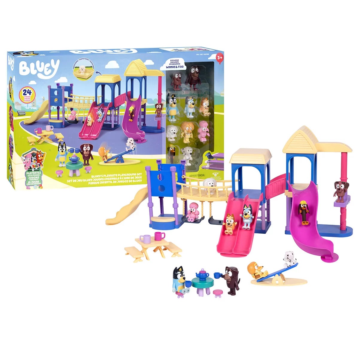 Bluey's Playdate Playground Set, 24-Piece Set with 10 figures Including exclusive Winnie and Fido (3+ Years)