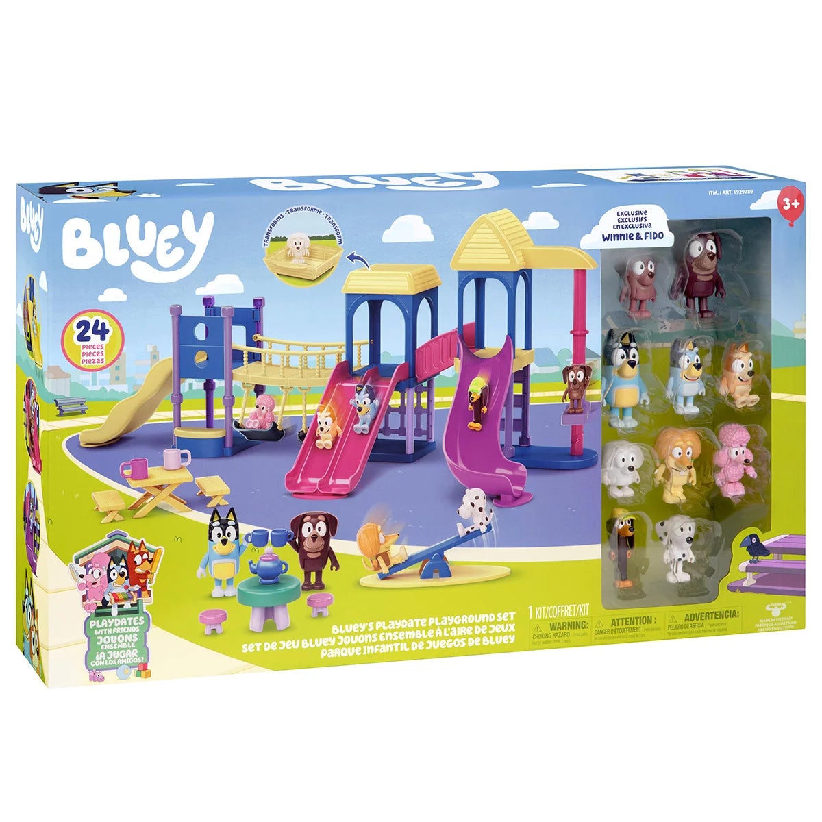 Bluey's Playdate Playground Set, 24-Piece Set with 10 figures Including exclusive Winnie and Fido (3+ Years), view 2