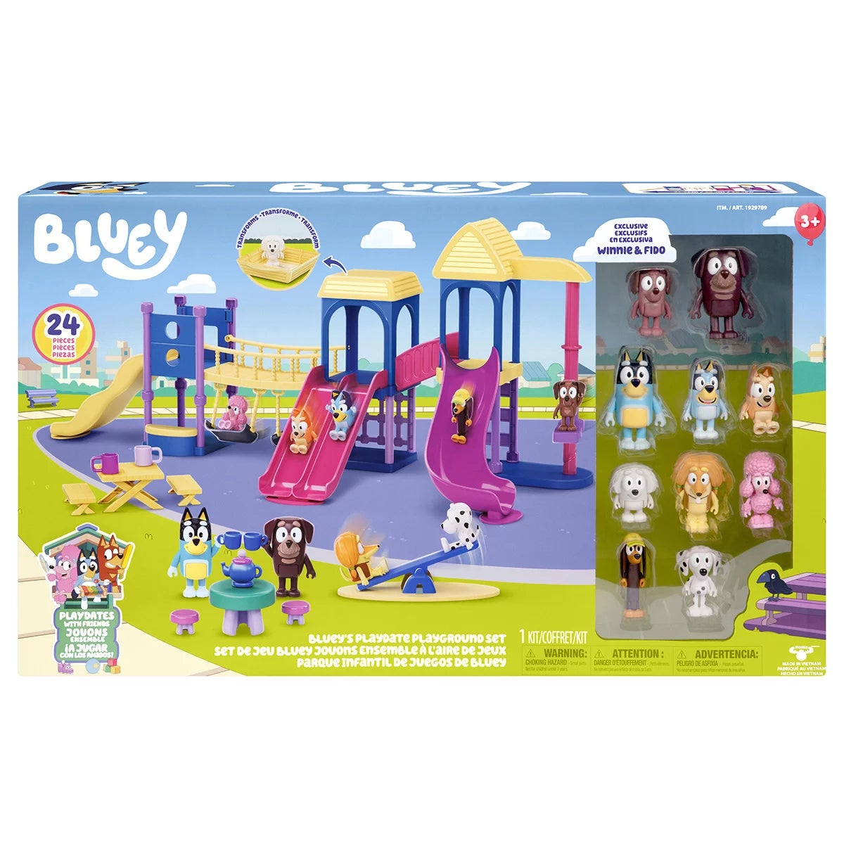 Bluey's Playdate Playground Set, 24-Piece Set with 10 figures Including exclusive Winnie and Fido (3+ Years), view 3