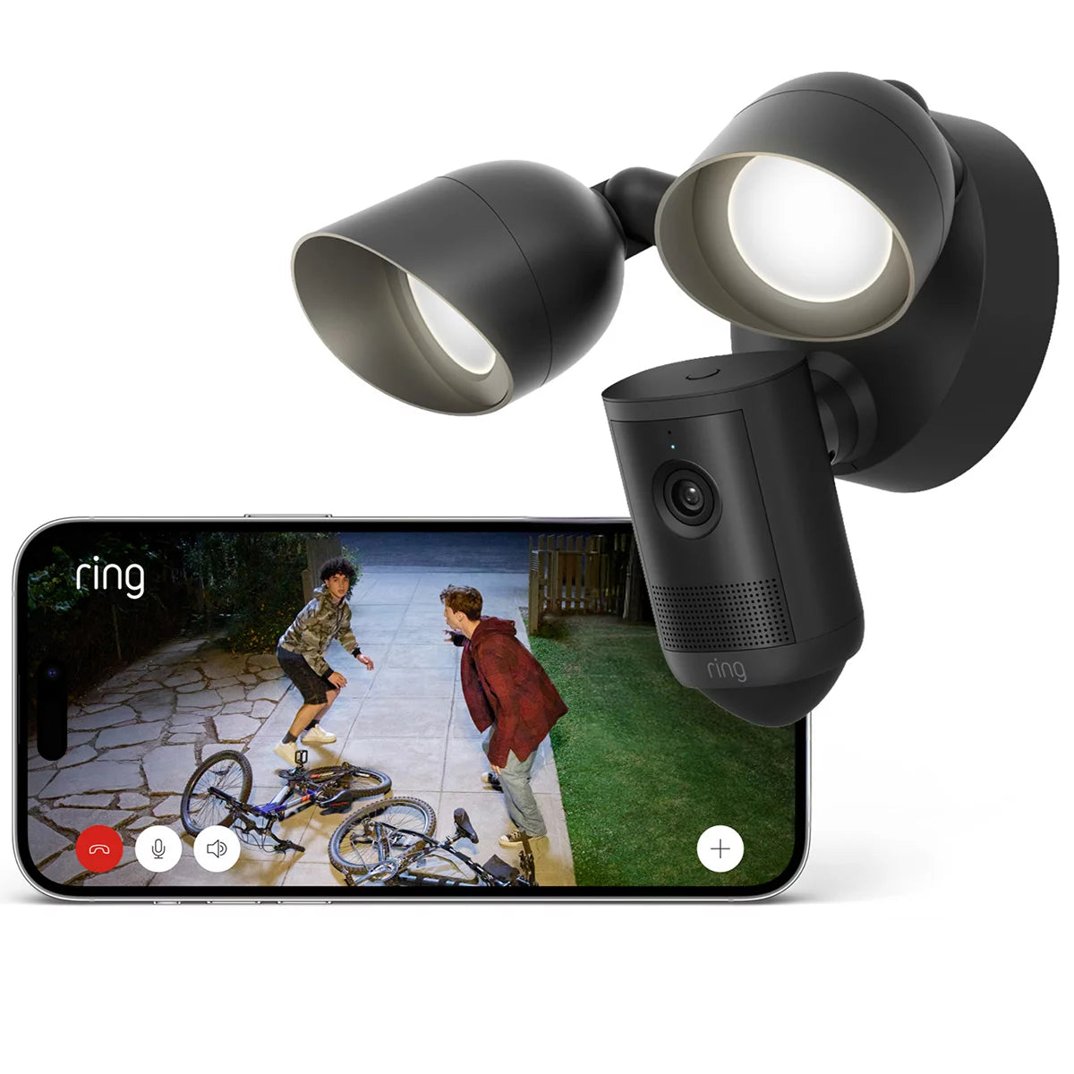 Ring Floodlight Cam (2nd Gen) - Wired - Black Security Camera - Retinal 2K