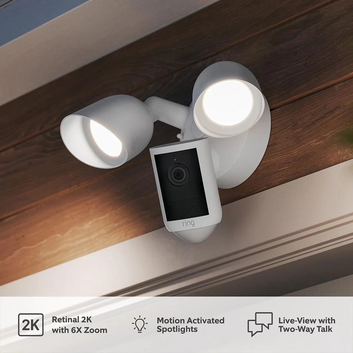 Ring Floodlight Cam (2nd Gen) - Wired - White Security Camera - Retinal 2K