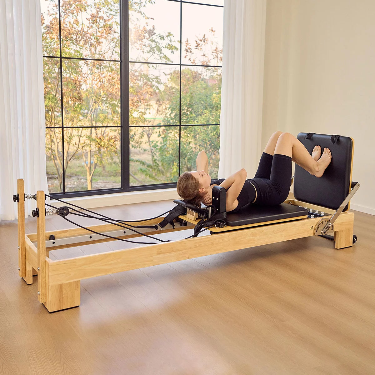 Hisooth StudioSolid Stationary Pilates Reformer 60cm Maple Frame