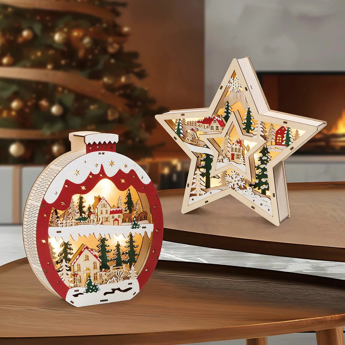 Light Up Wooden Holiday Icons-Set Of 2, view 9
