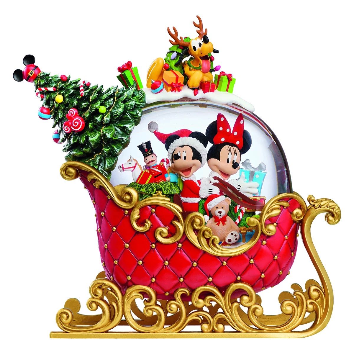 11 inch Sleigh Snowglobe with Glitter and LED Lights