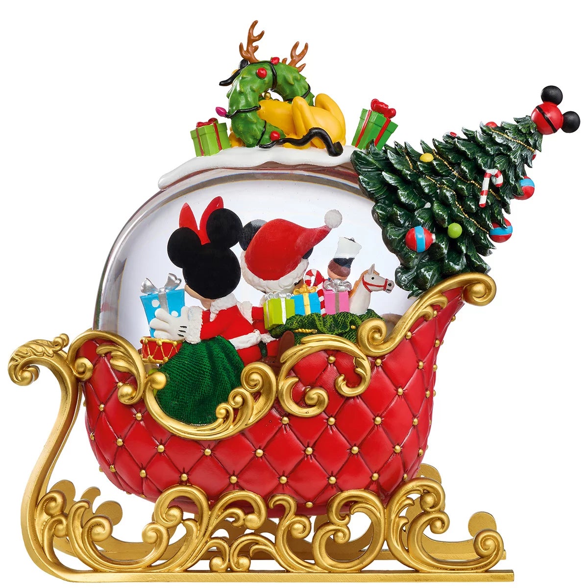 11 inch Sleigh Snowglobe with Glitter and LED Lights, view 3