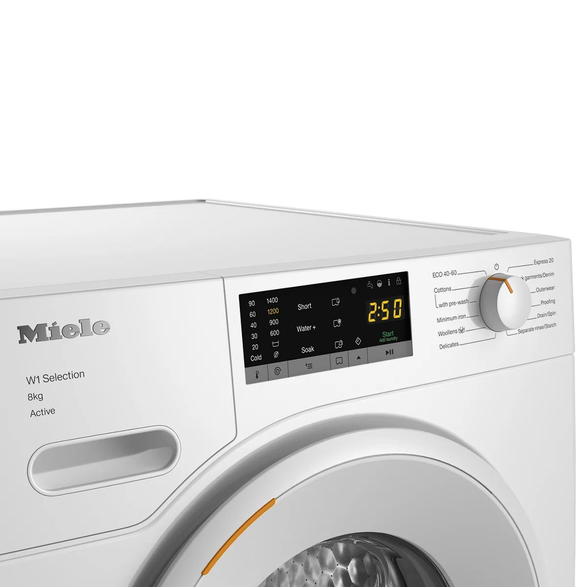 Miele WSA123 WCS, 8kg Washing Machine, A Rated in White, view 4