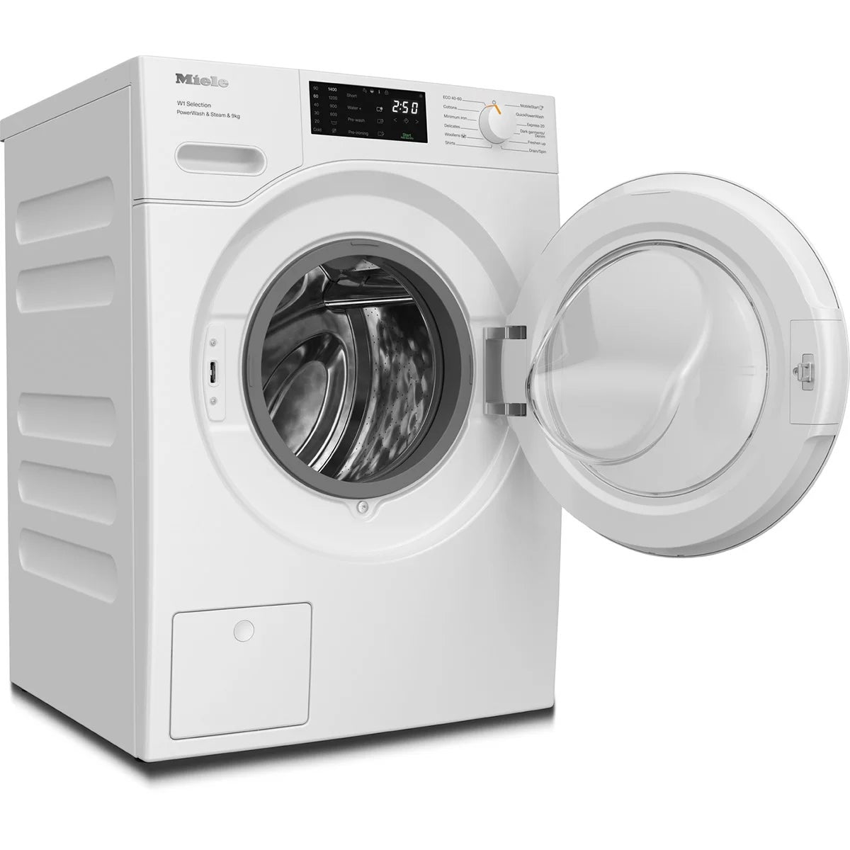 Miele WSD383 WCS, 9kg Washing Machine, A Rated in White, view 2