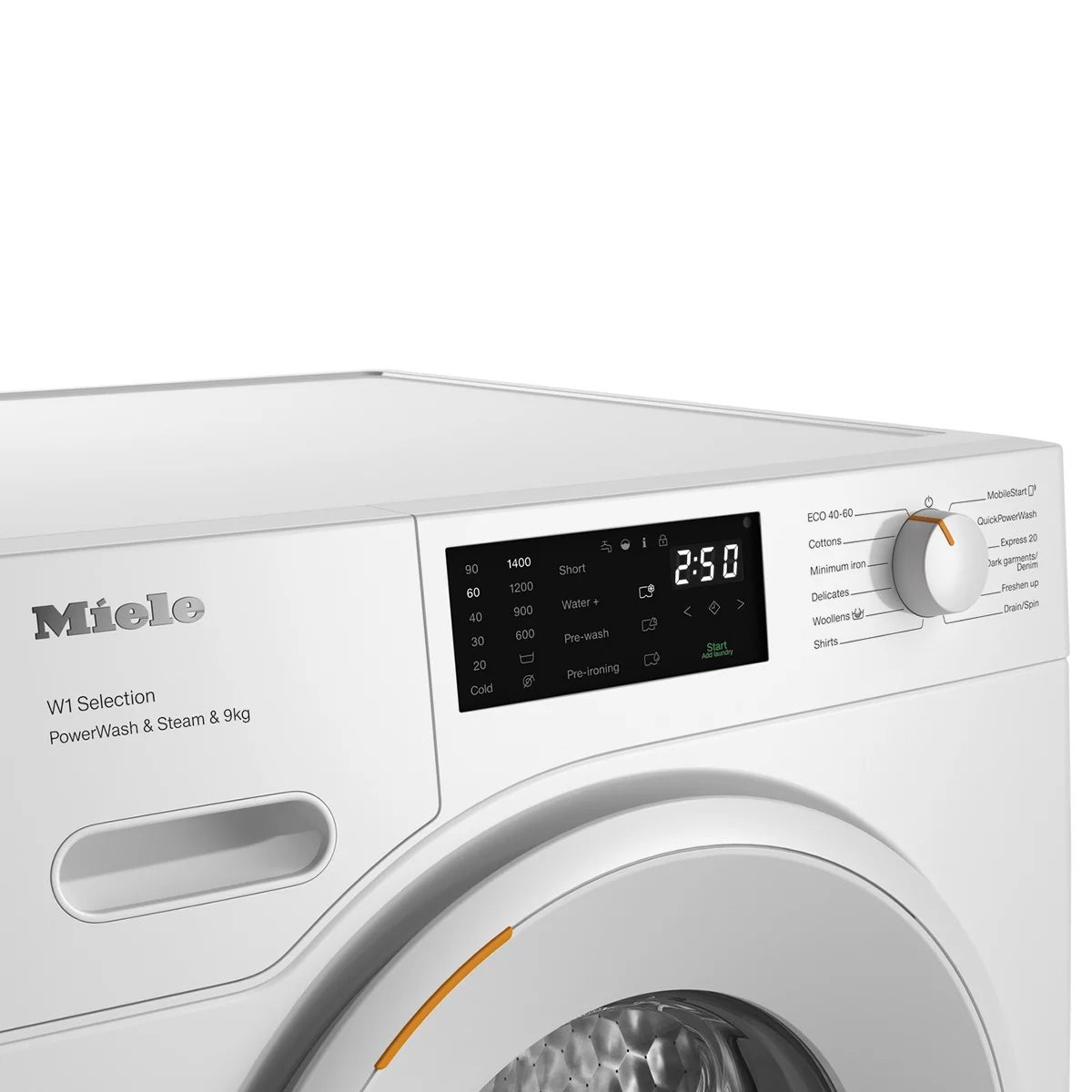 Miele WSD383 WCS, 9kg Washing Machine, A Rated in White, view 4