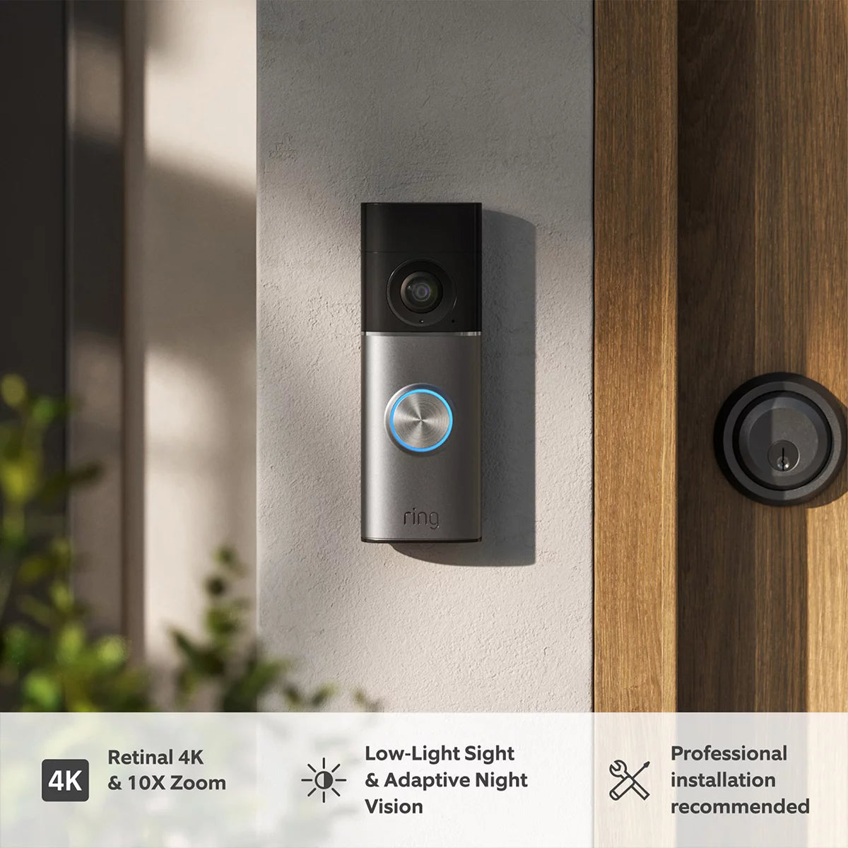 Ring Plug-In Video Doorbell Pro (3rd Gen) Satin Nickel + Chime (3rd Gen)