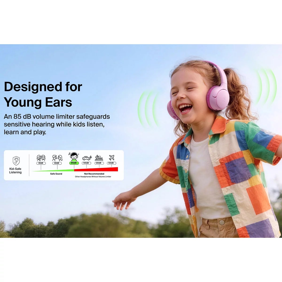 Belkin Soundform Mini 2 Wireless Kids Headphones with Travel Case, view 7