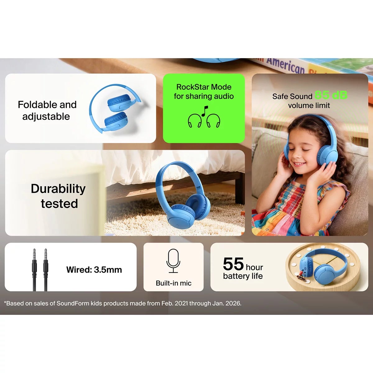 Belkin Soundform Mini 2 Wireless Kids Headphones with Travel Case, view 8