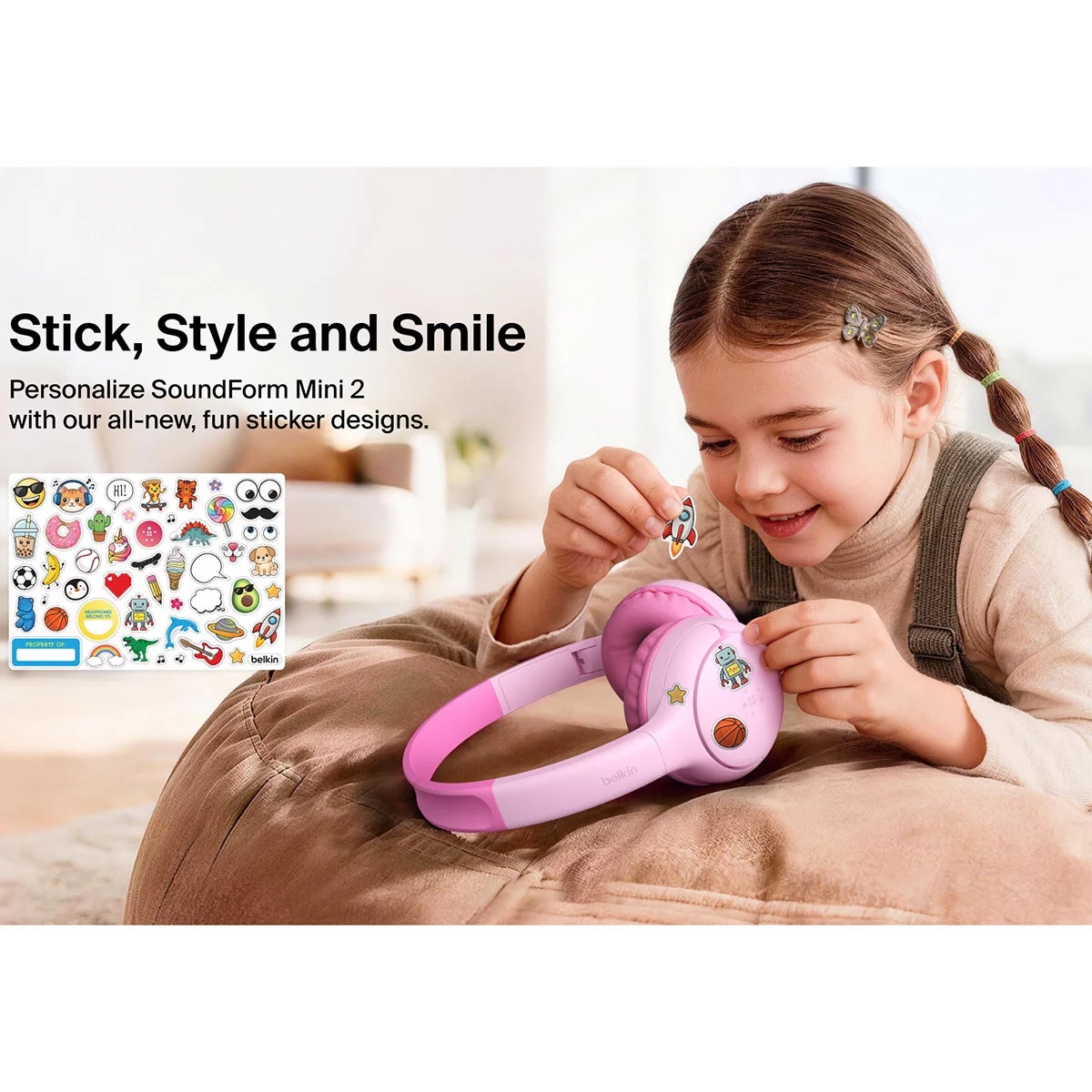 Belkin Soundform Mini 2 Wireless Kids Headphones with Travel Case, view 6