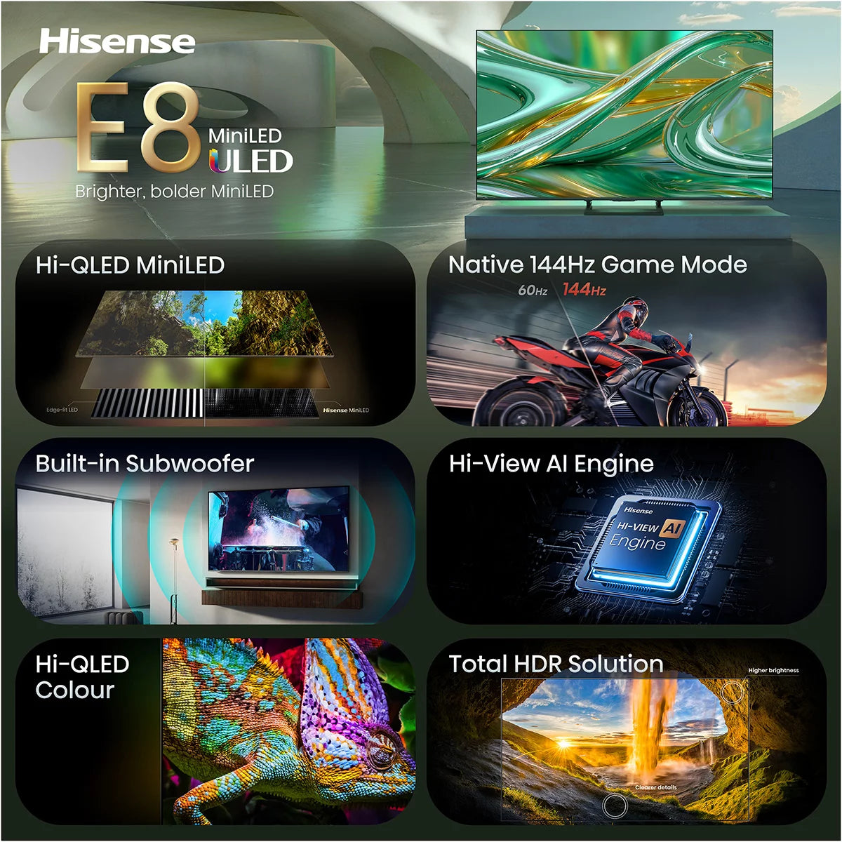 Hisense 65E8STUK 65 Inch Mini LED 4K UHD Smart TV
