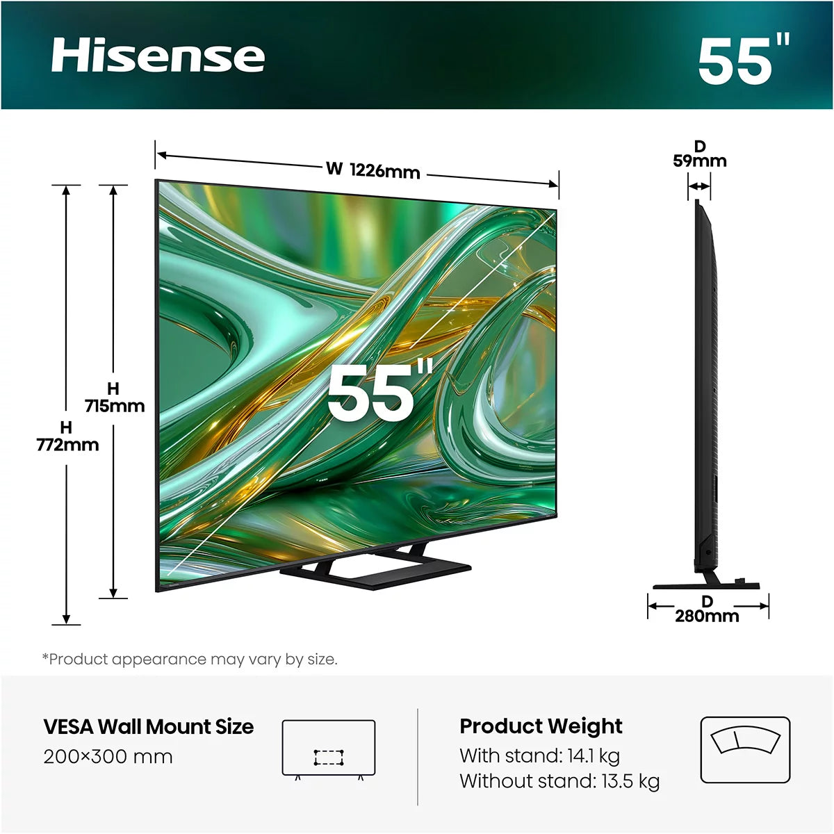 Hisense 55E8STUK 55 Inch Mini LED 4K UHD Smart TV