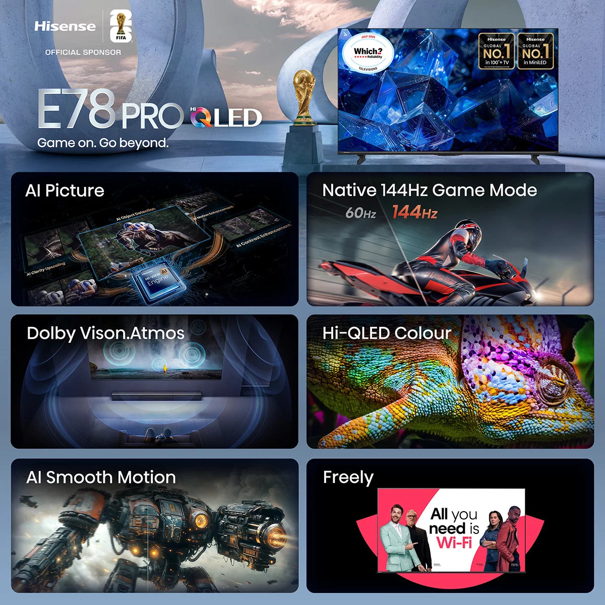 Hisense 50E78STUK PRO 50 Inch QLED HD Smart TV