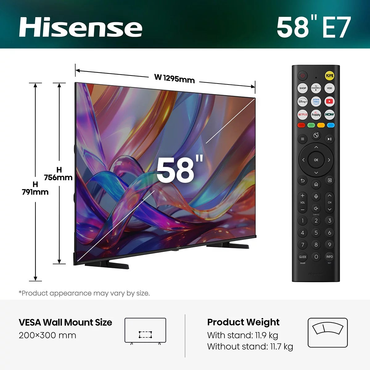 Hisense 58E7STUK 55 Inch QLED HD Smart TV, view 2