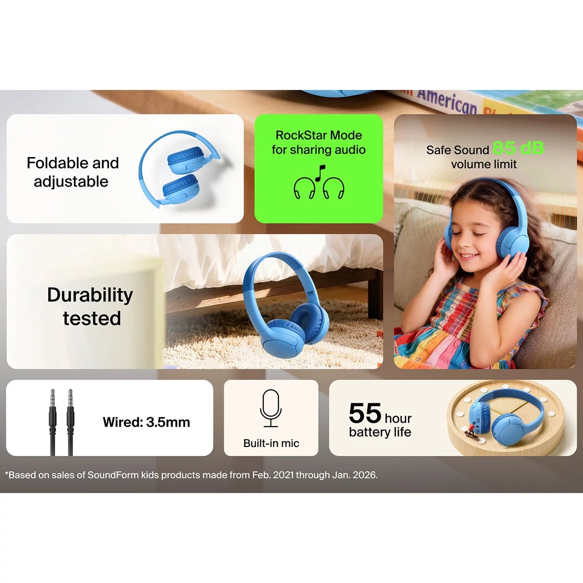 Belkin Soundform Mini 2 Wireless Kids Headphones with Travel Case, view 14