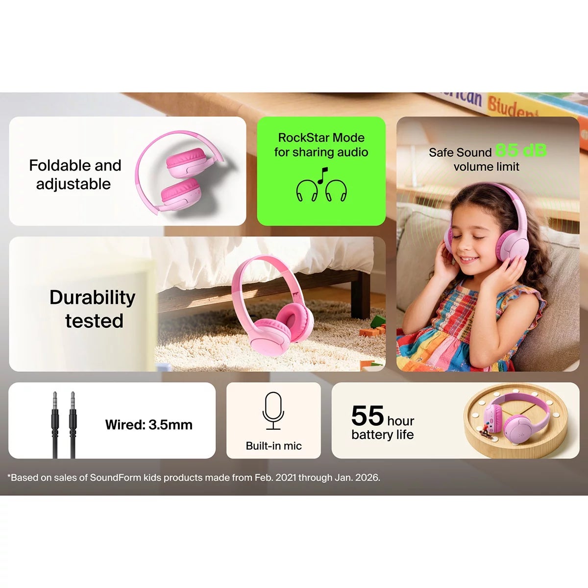 Belkin Soundform Mini 2 Wireless Kids Headphones with Travel Case, view 22