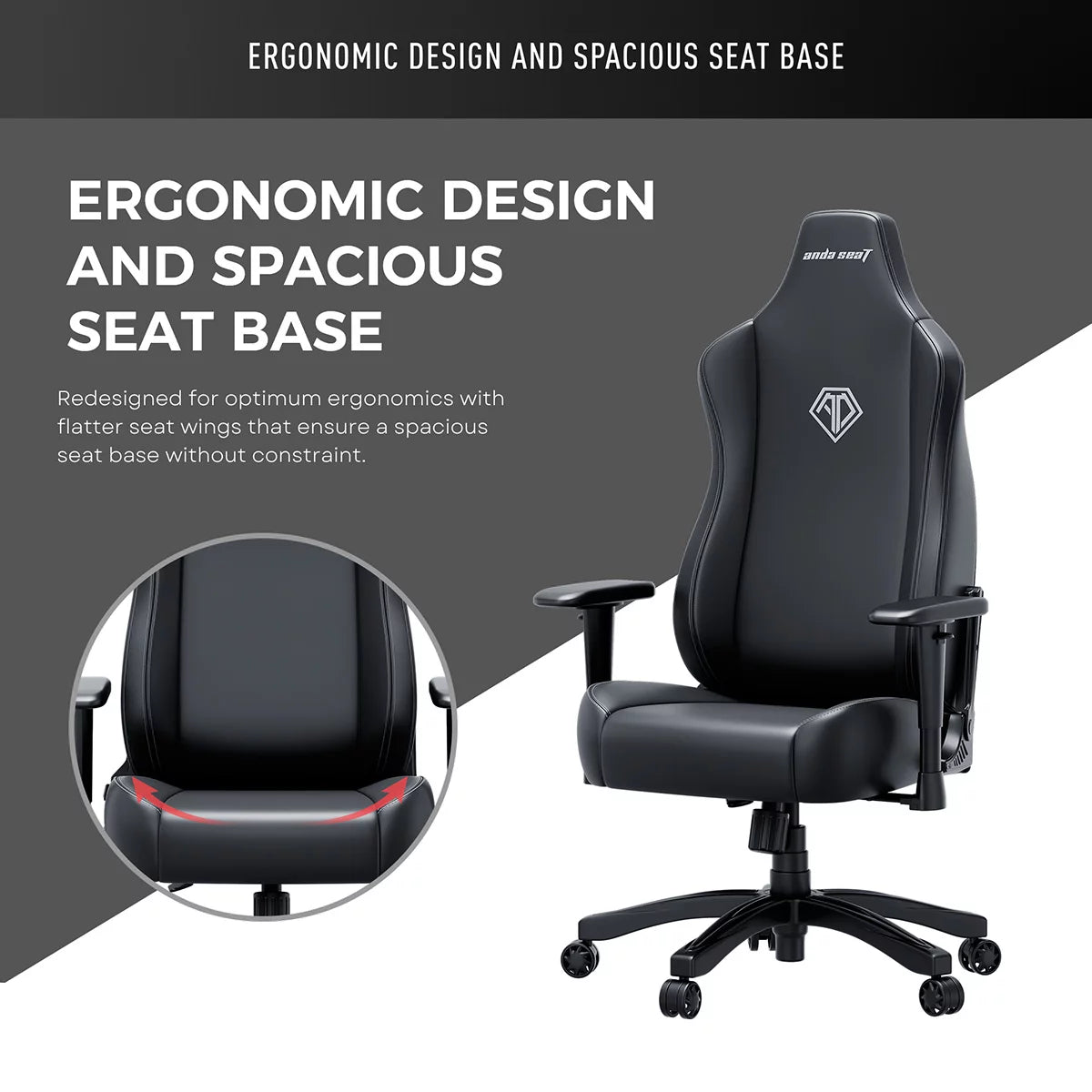 anda seaT Novis Max Extra Large Gaming Chair, Black, view 5