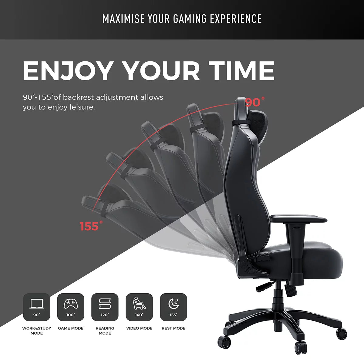 anda seaT Novis Max Extra Large Gaming Chair, Black, view 6