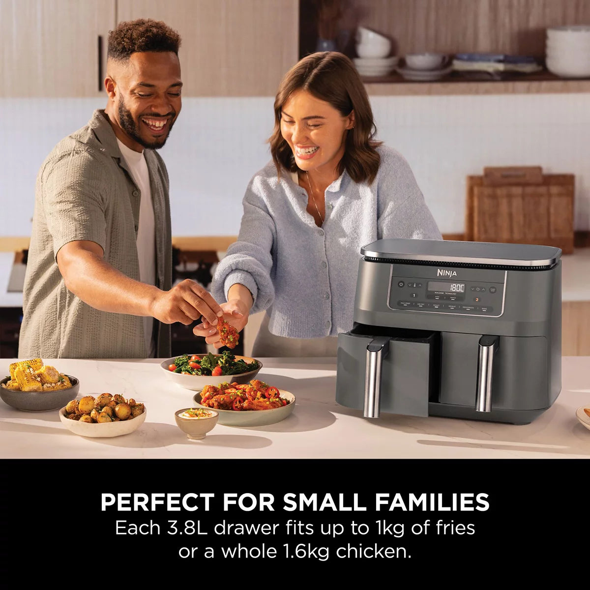 Ninja DZ300UK 6-in-1 Dual Zone Air Fryer in Gun Metal Grey, view 7
