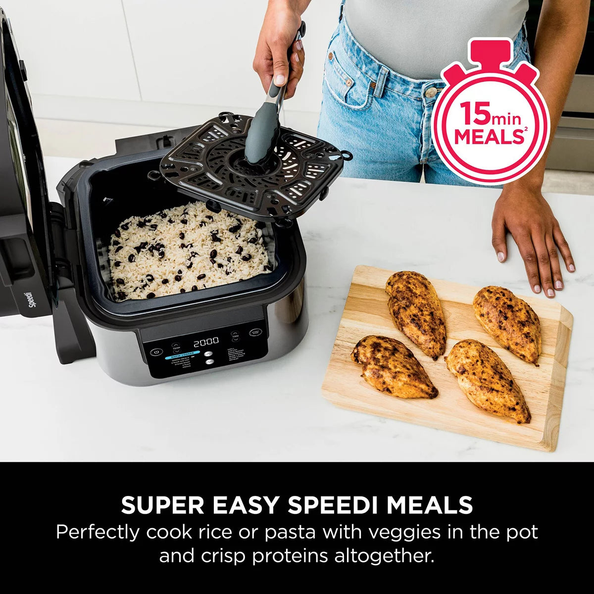 Ninja ON500UK Speedi 12 in 1 Multi Cooker, Air Fryer & Slow Cooker in Black