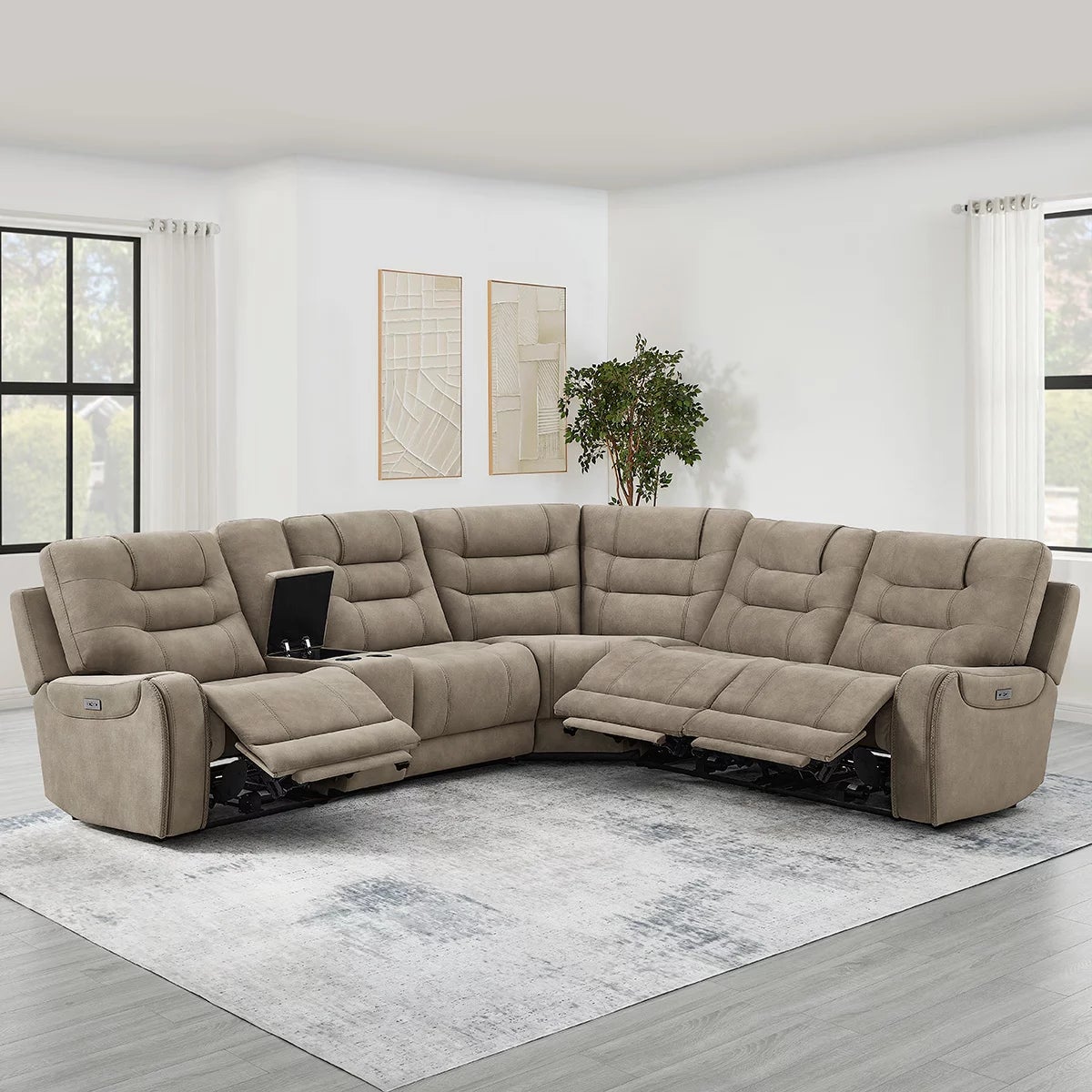 Barcalounger Carmelo Fabric Power Reclining Sectional Sofa with Power Headrests, view 6