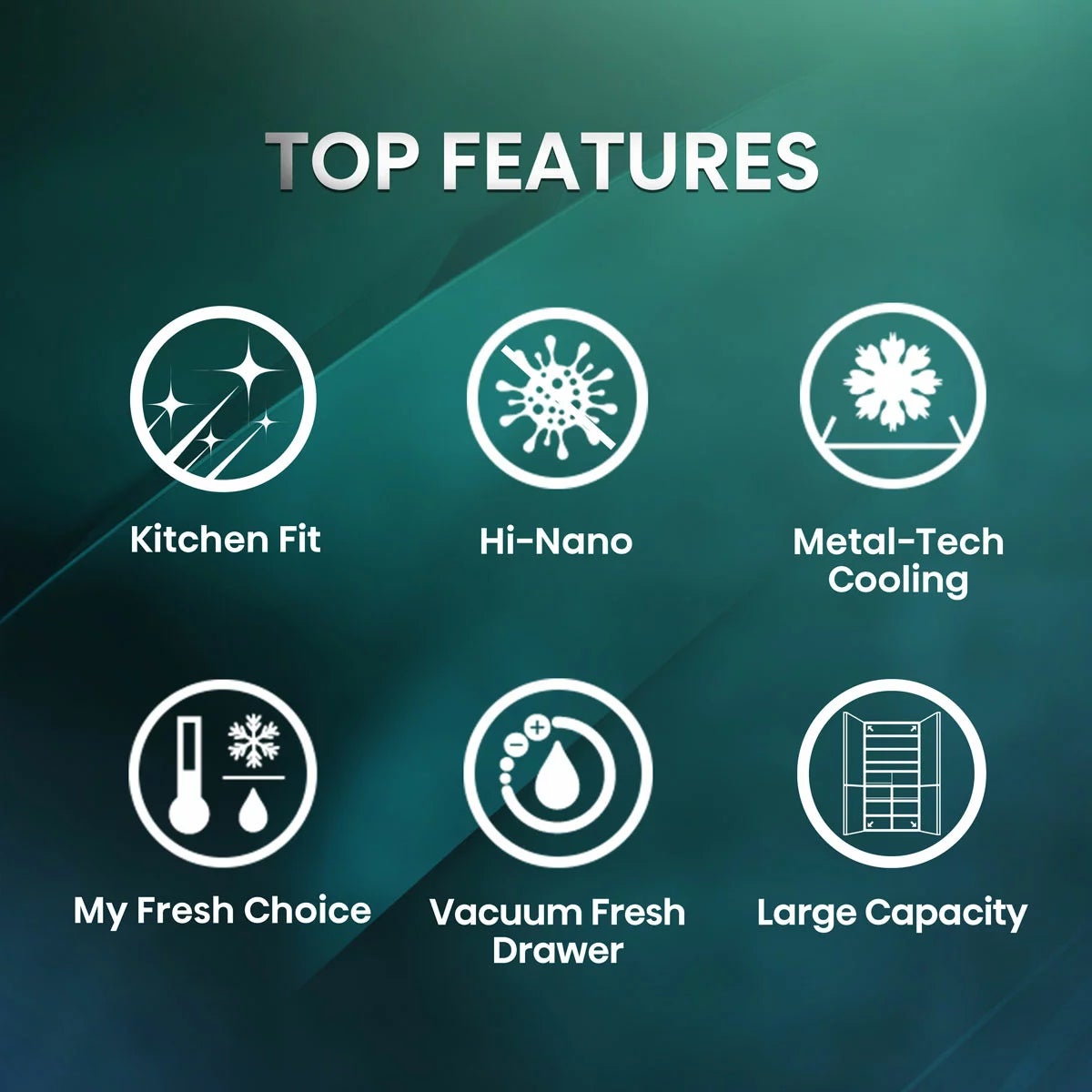 Hisense KitchenFit RQ768N4GVE, Non Plumbed Multidoor Fridge Freezer, E Rated In Silver Glass, view 4