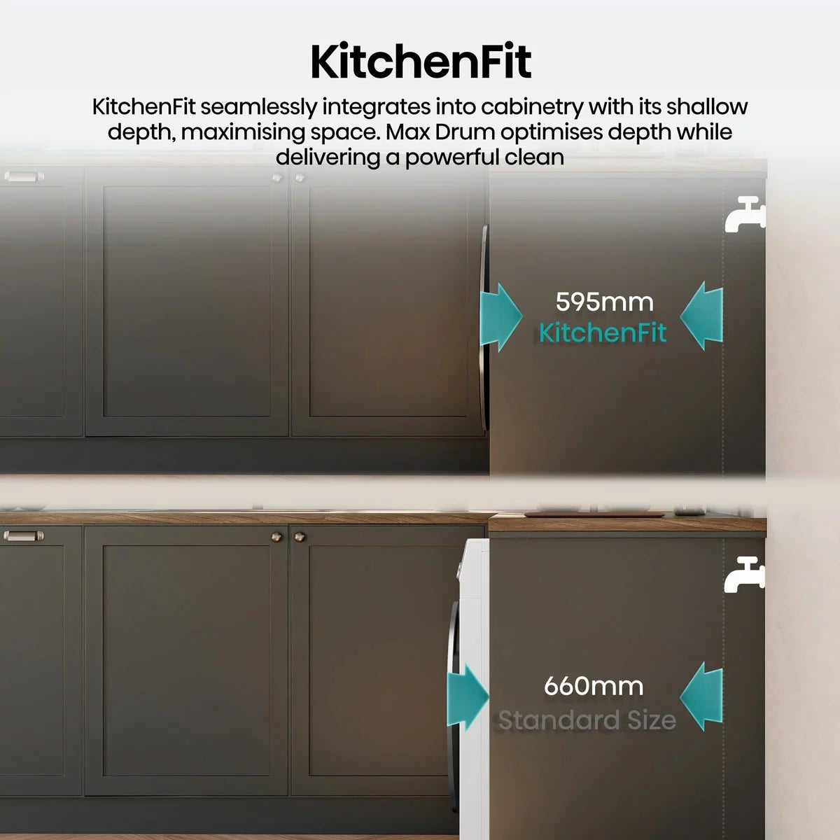 Hisense KitchenFit 5i Series WD5I1245BWRH 12kg / 8kg Washer Dryer, A Rated in White, view 7
