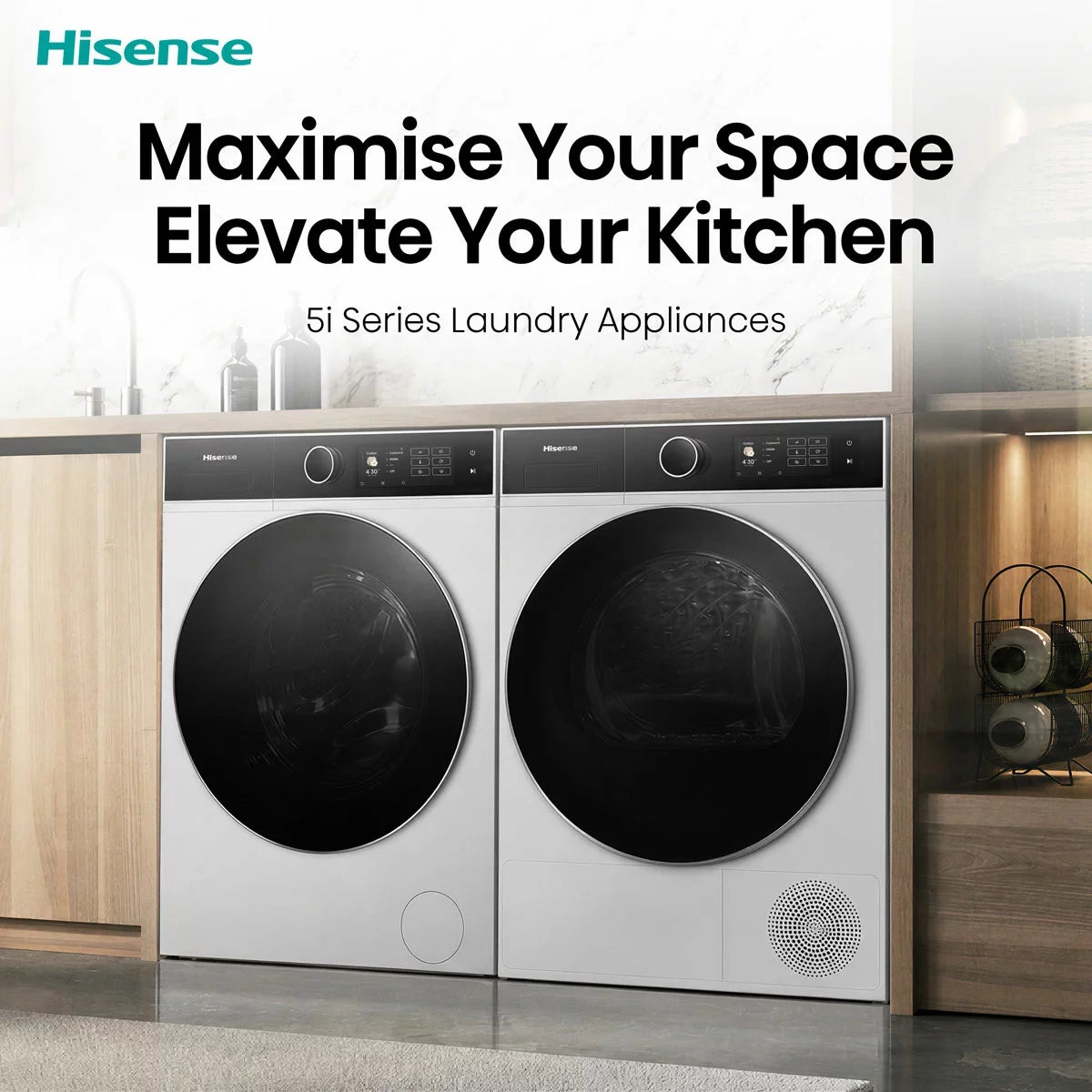 Hisense KitchenFit 5i Series DH5I904BWBC, 9kg Heat Pump Dryer, A+++ Rated in White, view 3