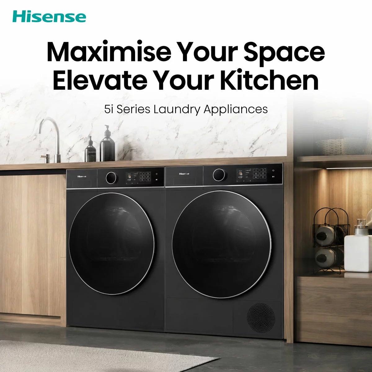 Hisense KitchenFit 5i Series DH5I904BBBC, 9kg Heat Pump Dryer, A+++ Rated in Black, view 3