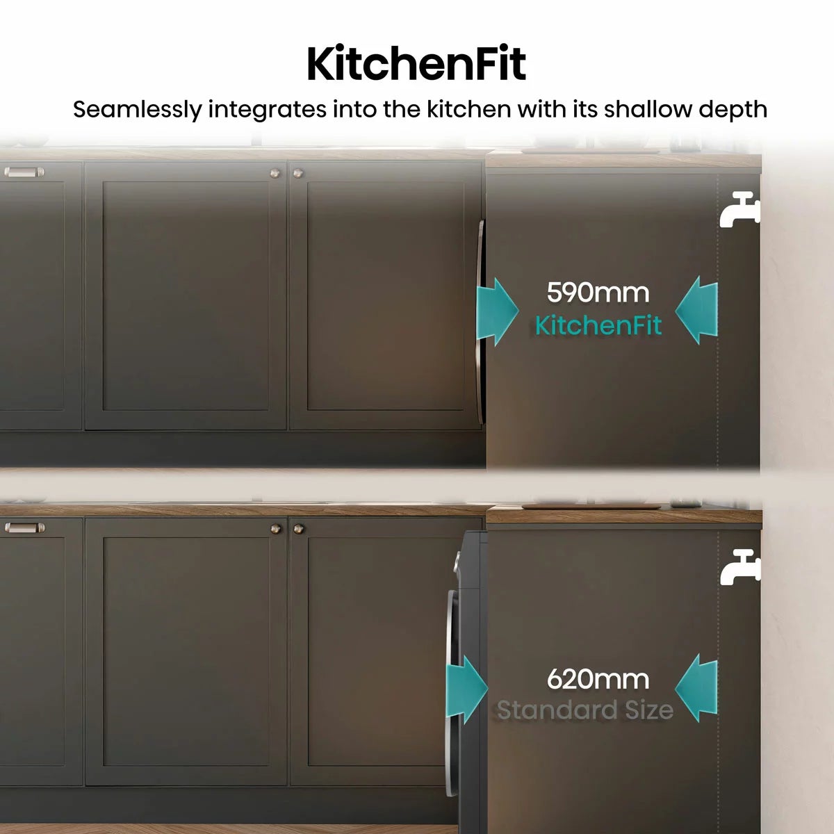 Hisense KitchenFit 5i Series DH5I904BBBC, 9kg Heat Pump Dryer, A+++ Rated in Black, view 6