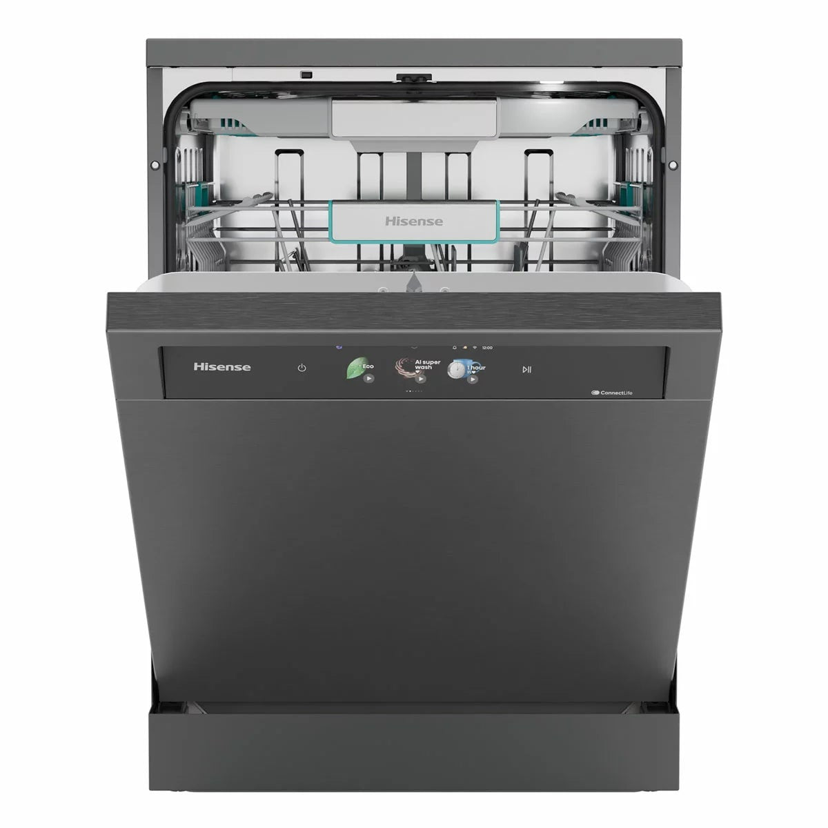 Hisense HS693A90ADBX, 16 Place Setting, Freestanding Dishwasher, A Rated in Silver, view 2