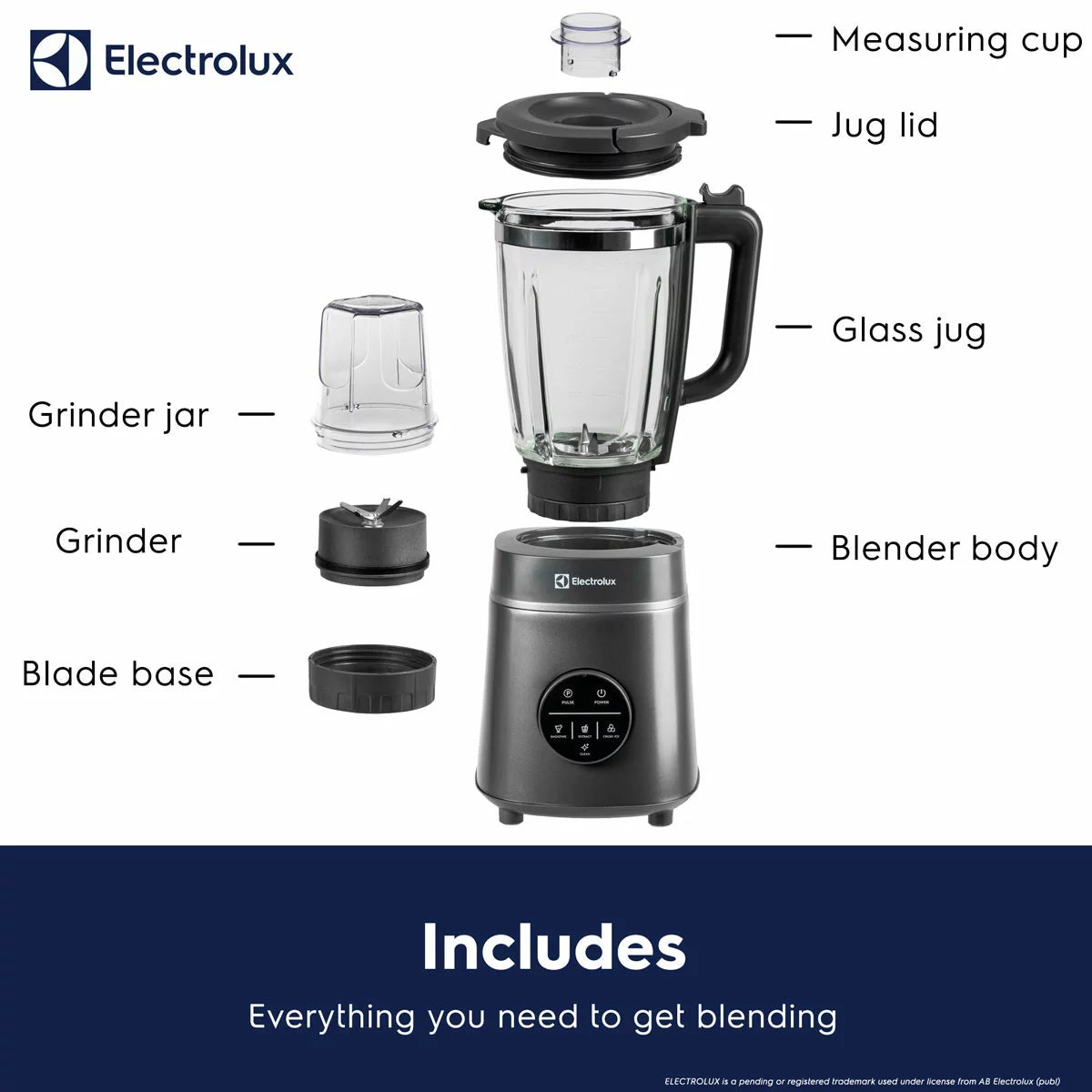 Electrolux SDA2877ELGRY 1400W Digital Blender With Grinder in Grey, view 5