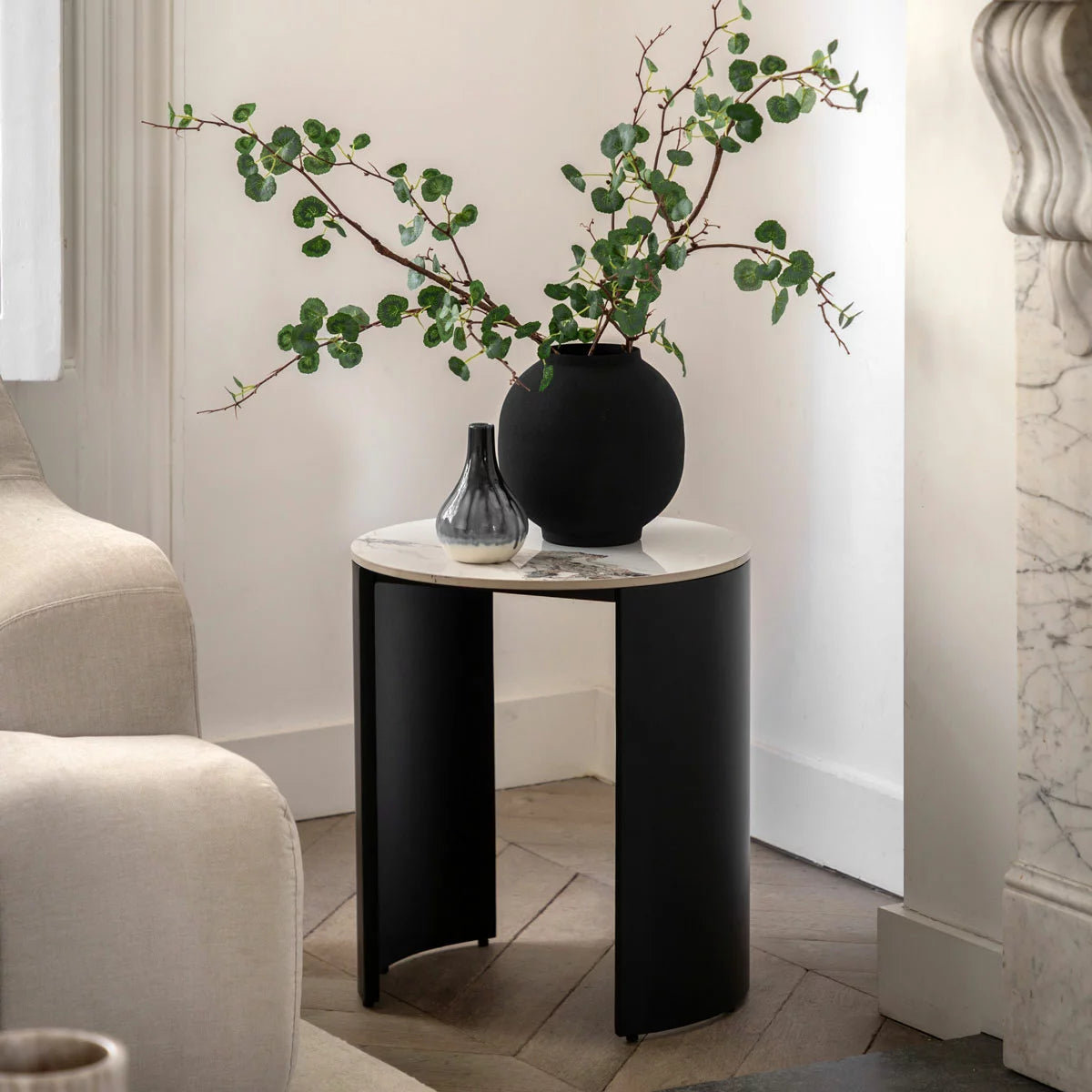 Gallery Marzio White Marble Side Table