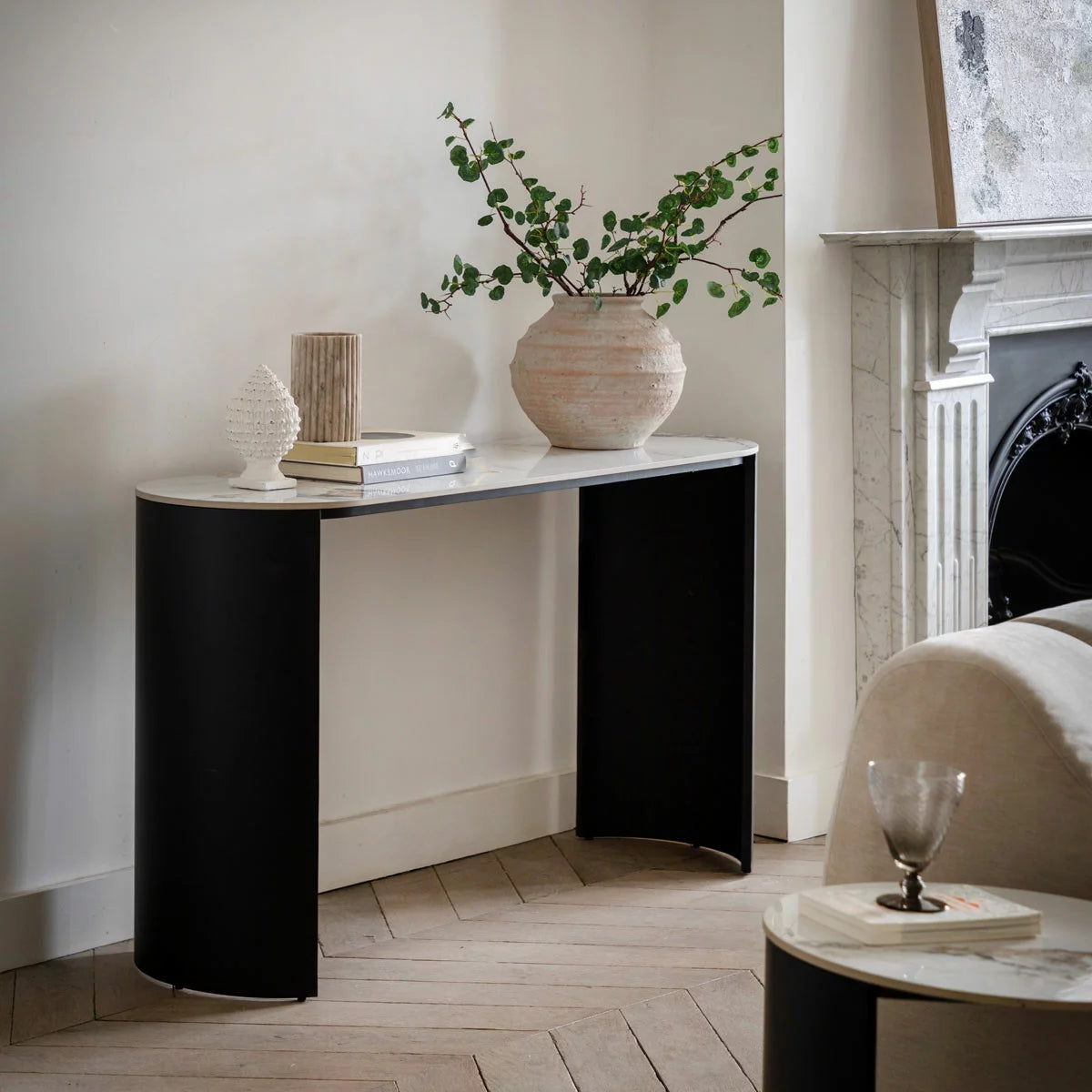 Gallery Marzio White Marble Console Table