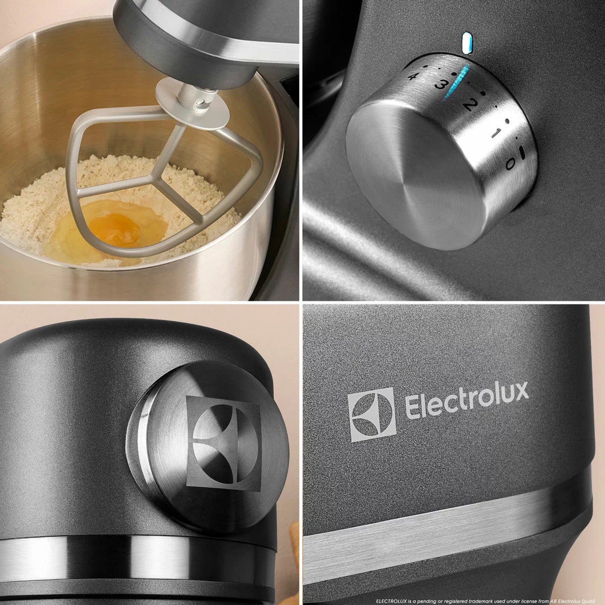 Electrolux SDA2842ELGRY 1600W Die-Cast 6.5L Stand Mixer in Grey, view 6