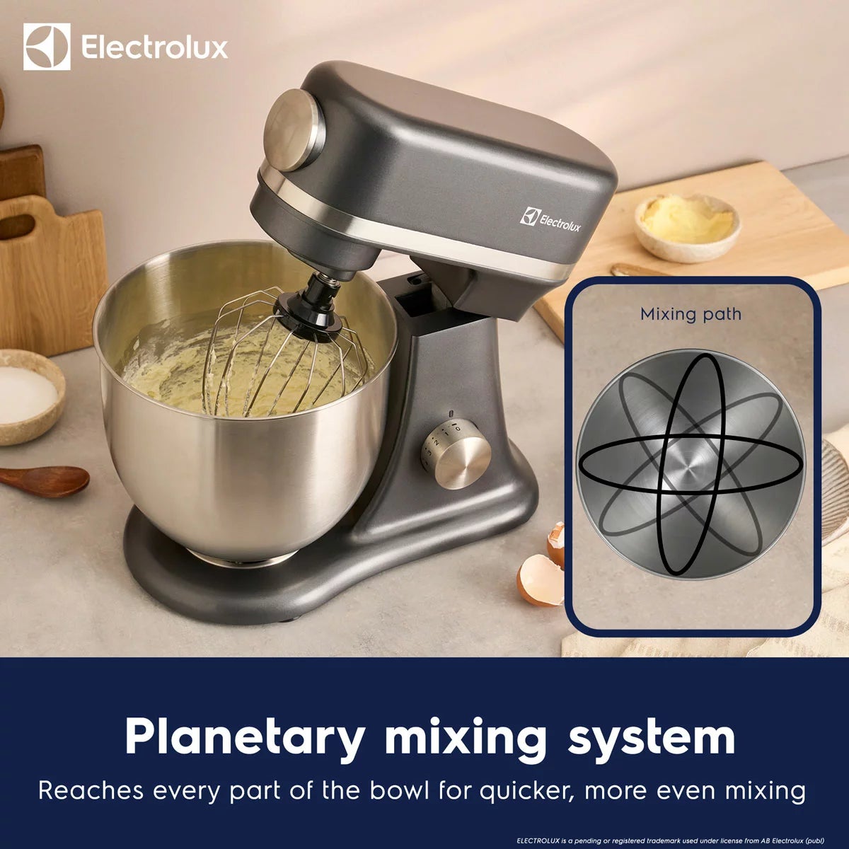 Electrolux SDA2842ELGRY 1600W Die-Cast 6.5L Stand Mixer in Grey, view 4
