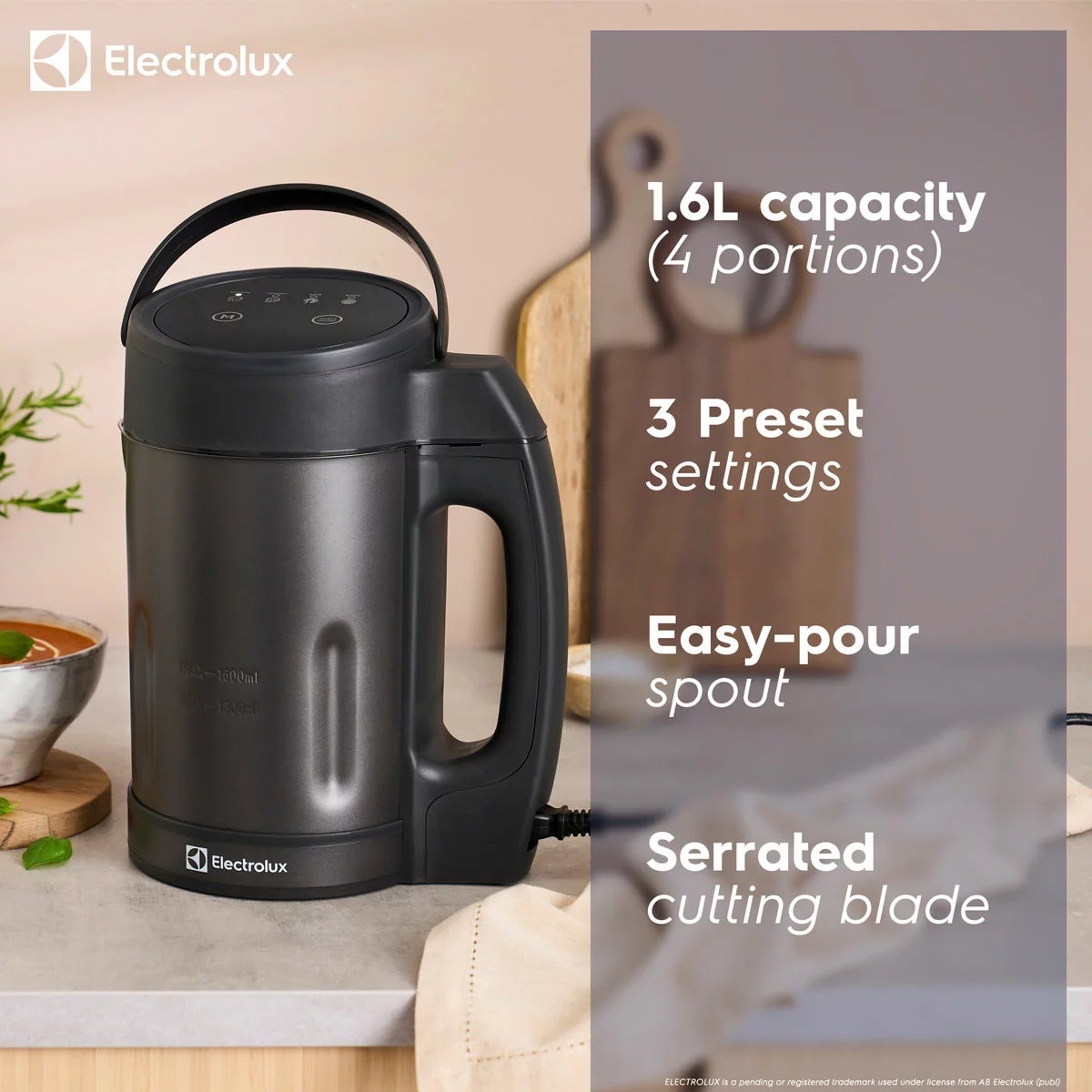 Electrolux SDA2843ELGRY 1.6L Soup Maker in Grey, view 2