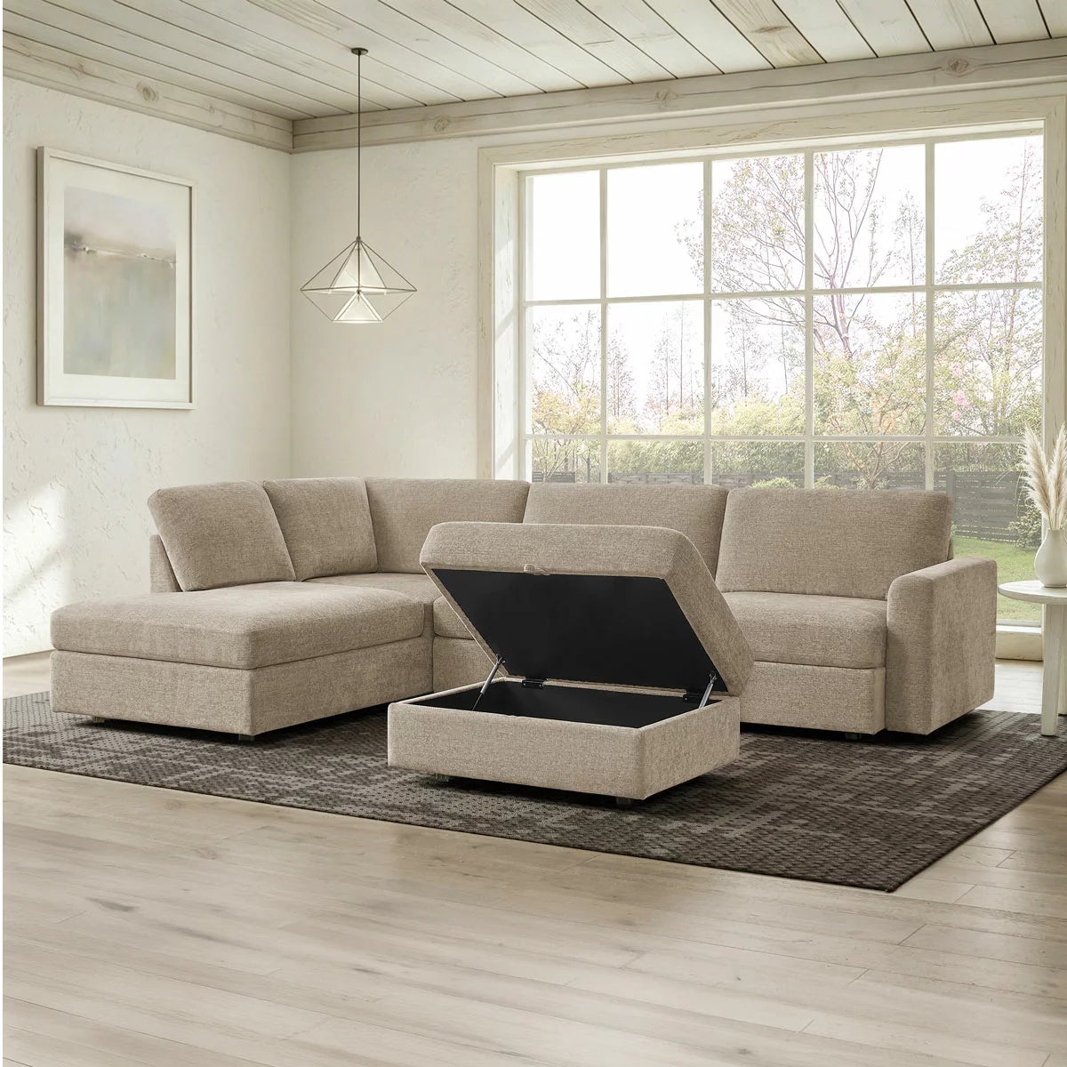 Broyhill Oswin Fabric Corner Sofa with Storage Ottoman, view 18