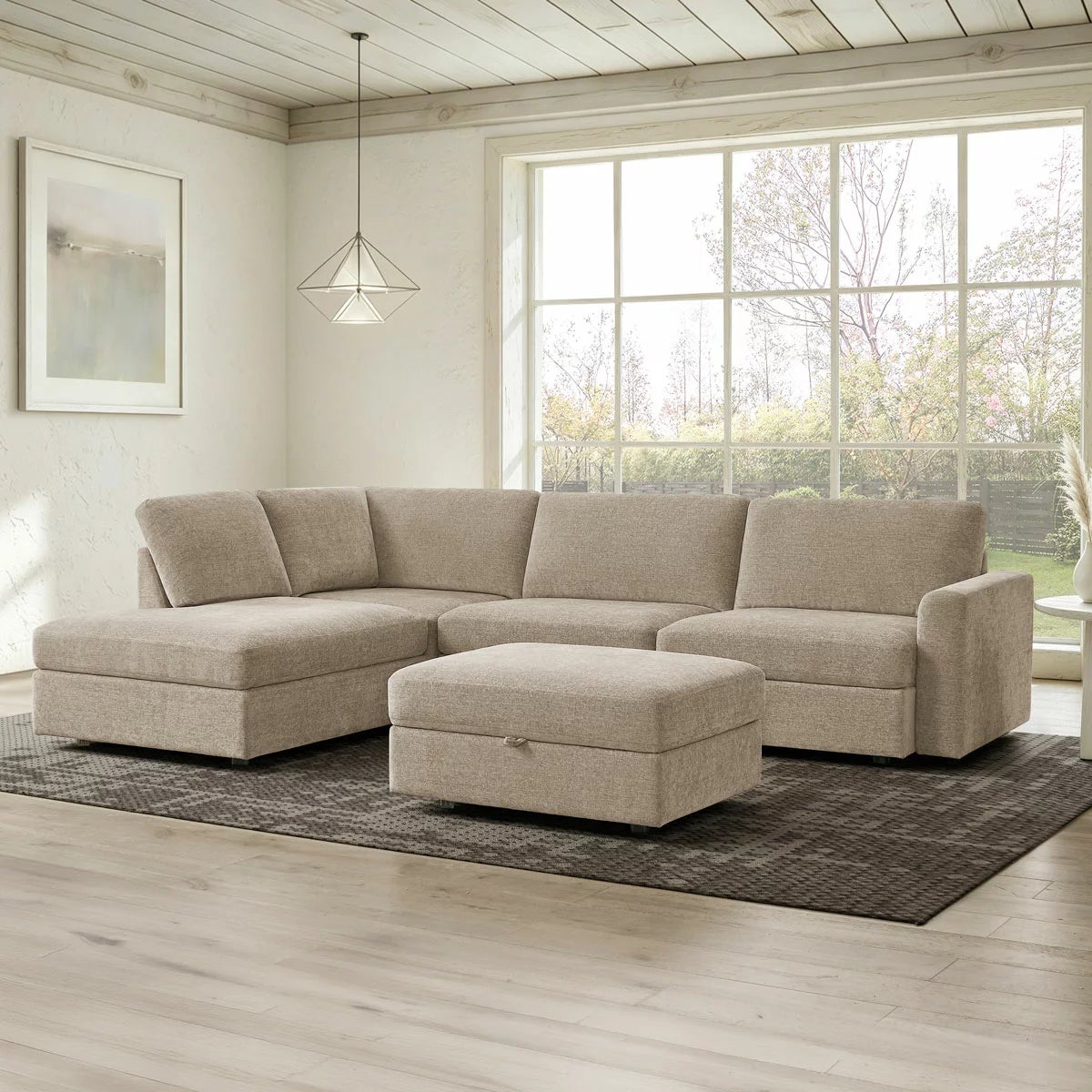 Broyhill Oswin Fabric Corner Sofa with Storage Ottoman, view 13