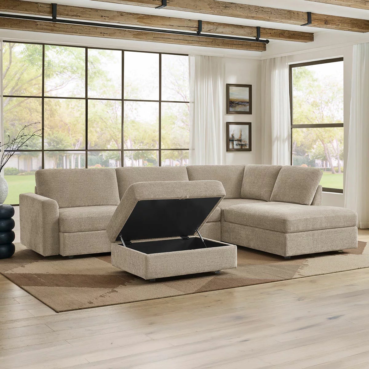 Broyhill Oswin Fabric Corner Sofa with Storage Ottoman, view 12