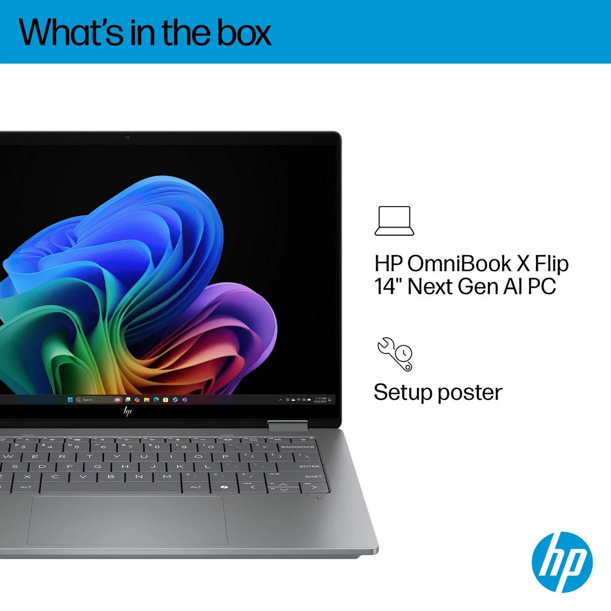 HP Omnibook X Flip, Copilot+ PC, Intel Core Ultra 5, 16GB RAM, 512GB SSD, 14 Inch Convertible 2 in 1 Laptop, 14-fm0005na, view 3